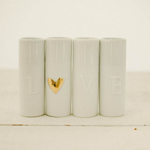 'Love' mini vases (set of 4)