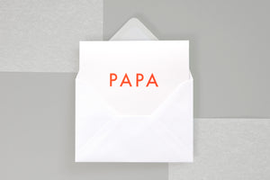 Foil Blocked Card, Papa Print in Neon Orange/White