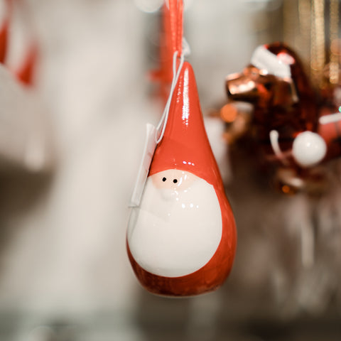 Ceramic red Santa hanging decoration.