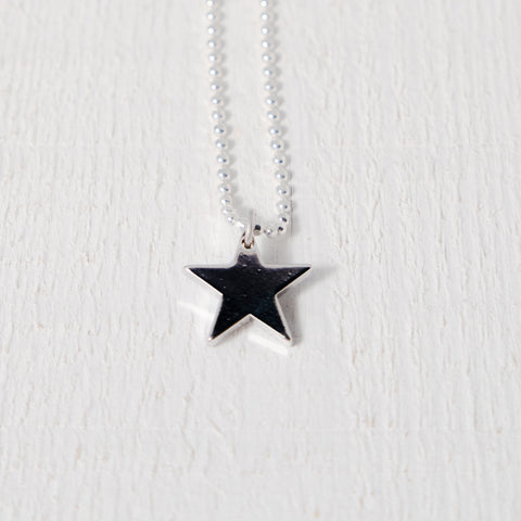 Silver Plated Star Pendant Necklace on Sterling Silver Chain