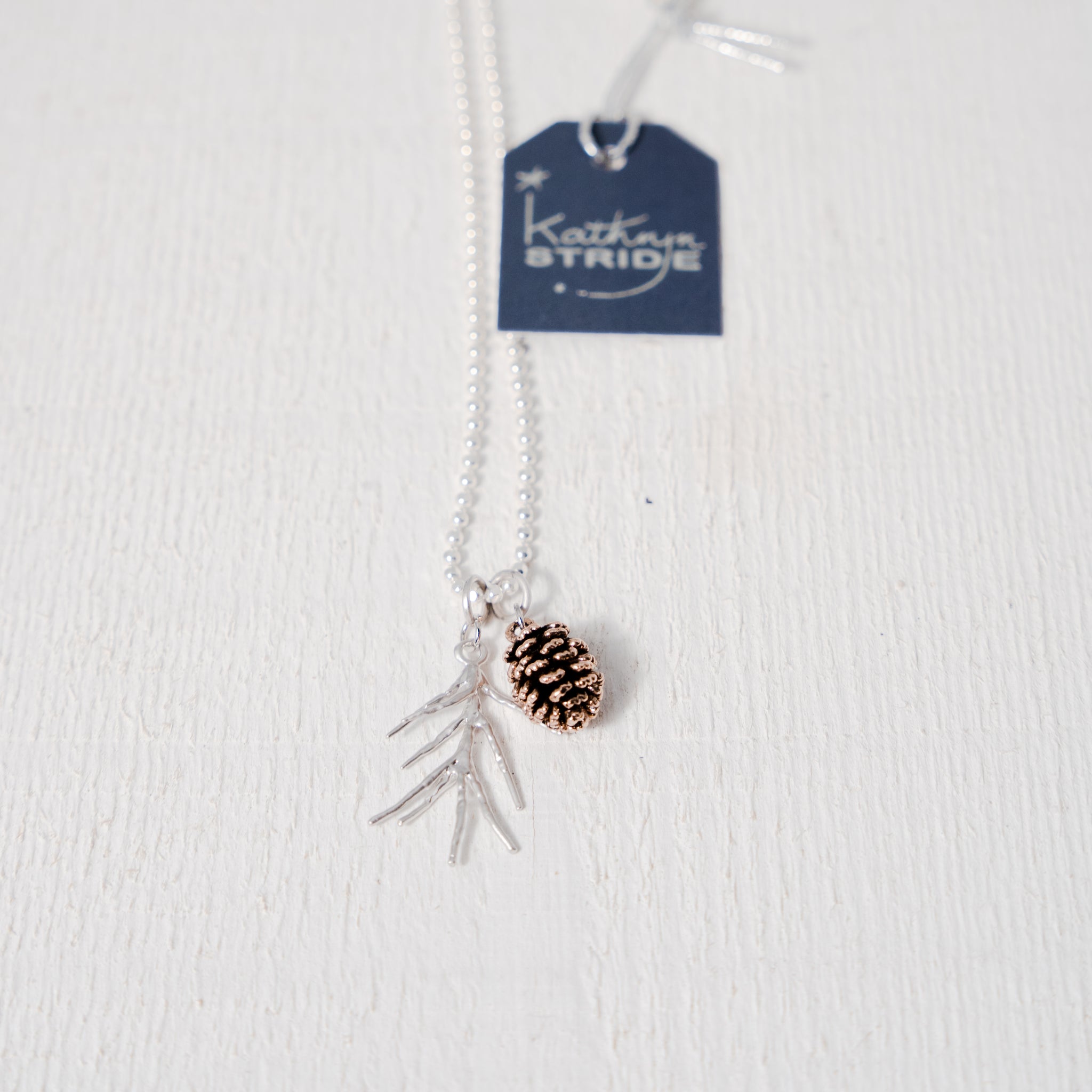Bronze Pinecone and spruce frond Necklace