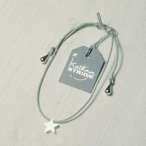 Grey cord Bracelet with Silver coloured Star(8mm) charm