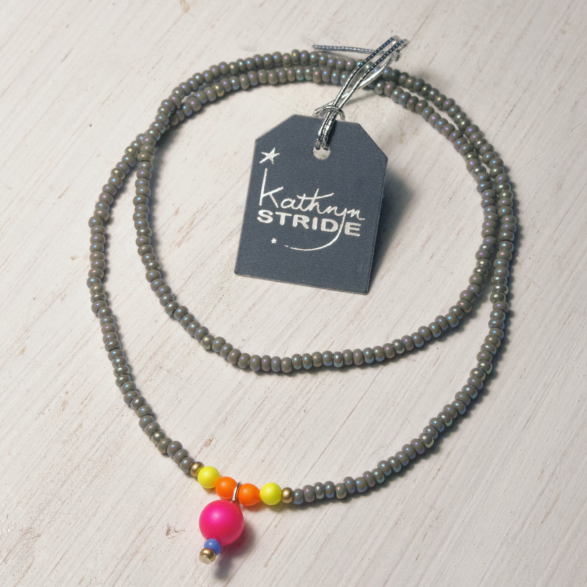 Neon and grey seed bead Necklace