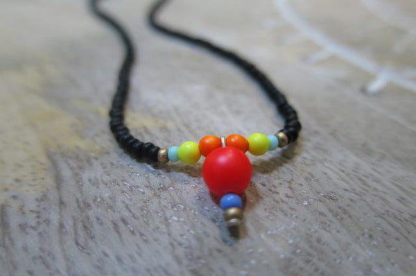 Neon and black seed bead Necklace